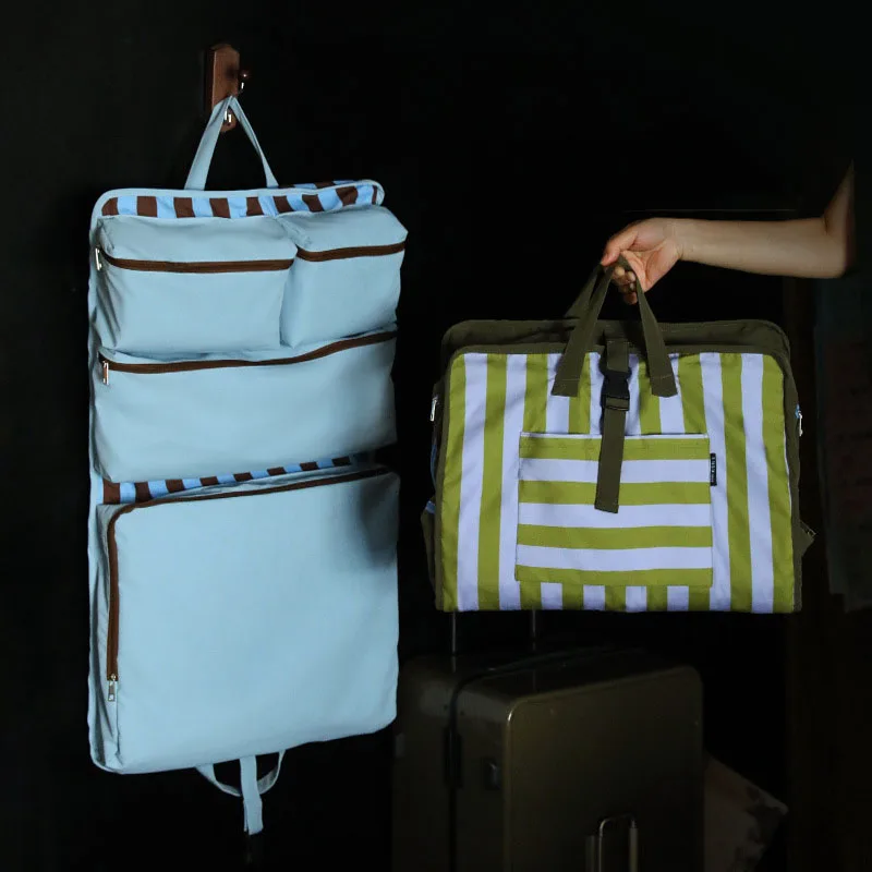 Portable Travel Storage Bag Simple Underwear and Toiletries Separating Compartment 4-in-1 Foldable Suitcase Hanging Handbags