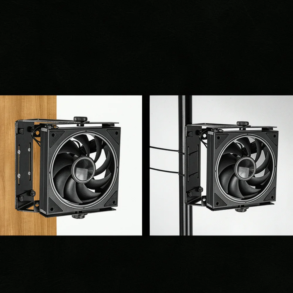 Flexible Desktop Cooling Fan Mount Holder For 12CM 14CM Radiator Bracket Stand 360 Degree Rotation Design Black