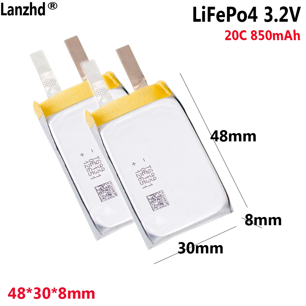 

NEW LiFePO4 3.2V 20C Lithium iron phosphate battery 850mAh For turbojet engine cell with high rate 803048 48*30*8mm