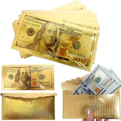 10/20pcs Money Envelopes for Cash Gifts, $100 Dollar Bill Envelope Money Card Gift Gold Foil Plated Banknote Letter Case
