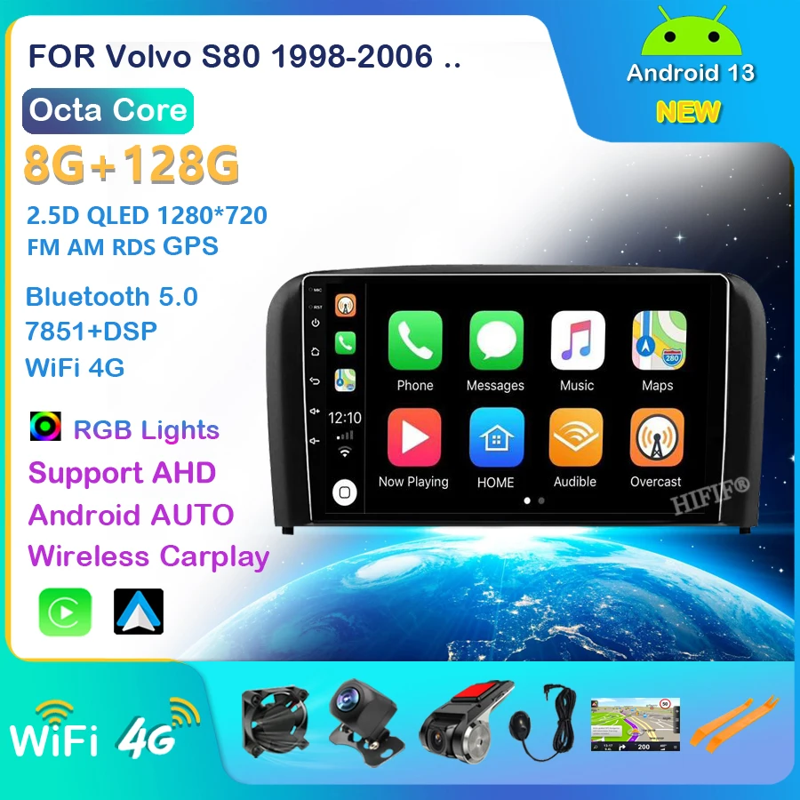 Android 13 For Volvo S80 1998-2006 Car Radio Multimedia Video Player Navigation GPS Auto Carplay no 2 din DVD