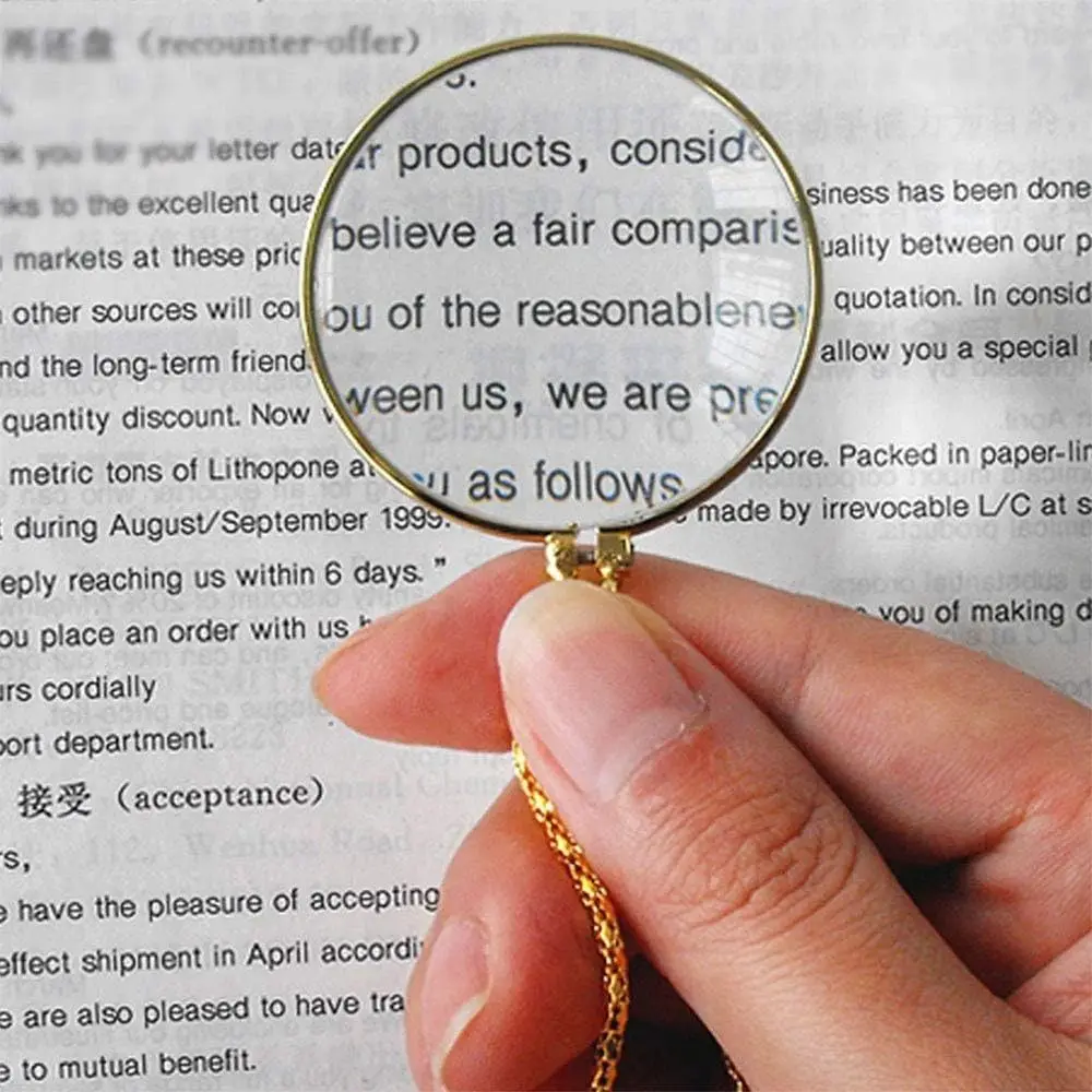 Fashion Reading Necklace Magnifier Mini Durable 5X Magnifying Glass High Definition Gold/Silver Clavicle Chain Women