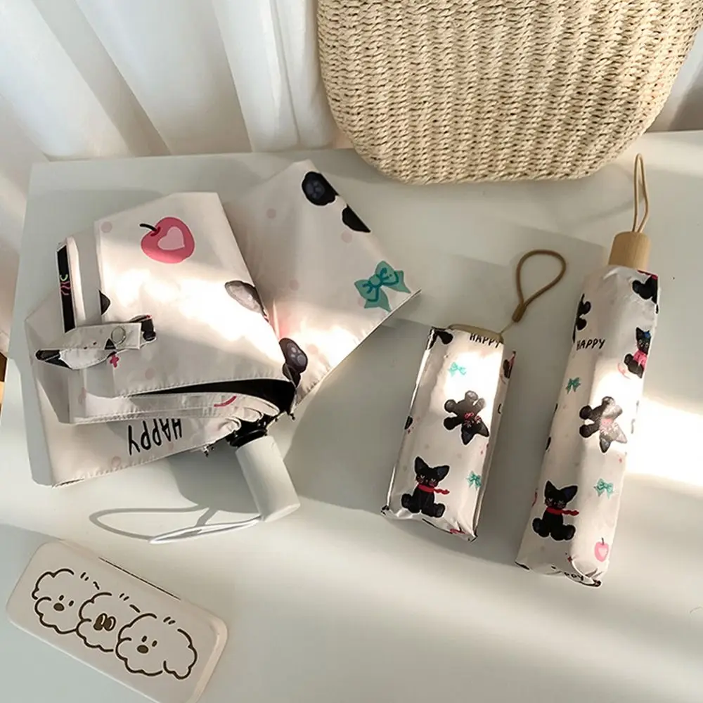 

Складной зонт с рисунком кота из мультфильма, автоматический/ручной легкий зонт от солнца, милый ветрозащитный портативный зонт от дождя для путешествий