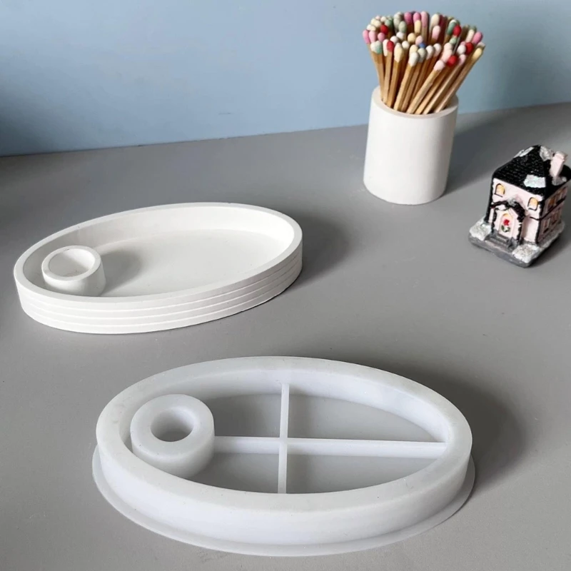 

H7EB МАЛЬНАЯ УВЕДЕНИЯ Овальная подставка для свечей силиконовой формы для ремесел и украшений ручной работы