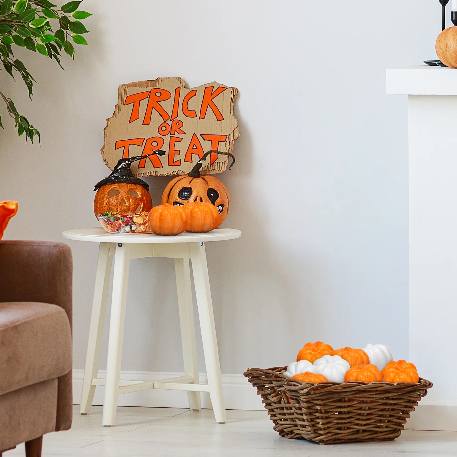 

20 Pcs Simulation Pumpkin Decoration Kit Faux Foam Pumpkins Large Small Decorations Halloween Mini Bride