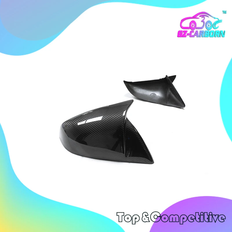 

Side Rear View Mirror Cover 2021 2022 2023 For Tesla Model S Add On Style Gloss/Matt Black Carbon Fiber OEM/OX Horn Look