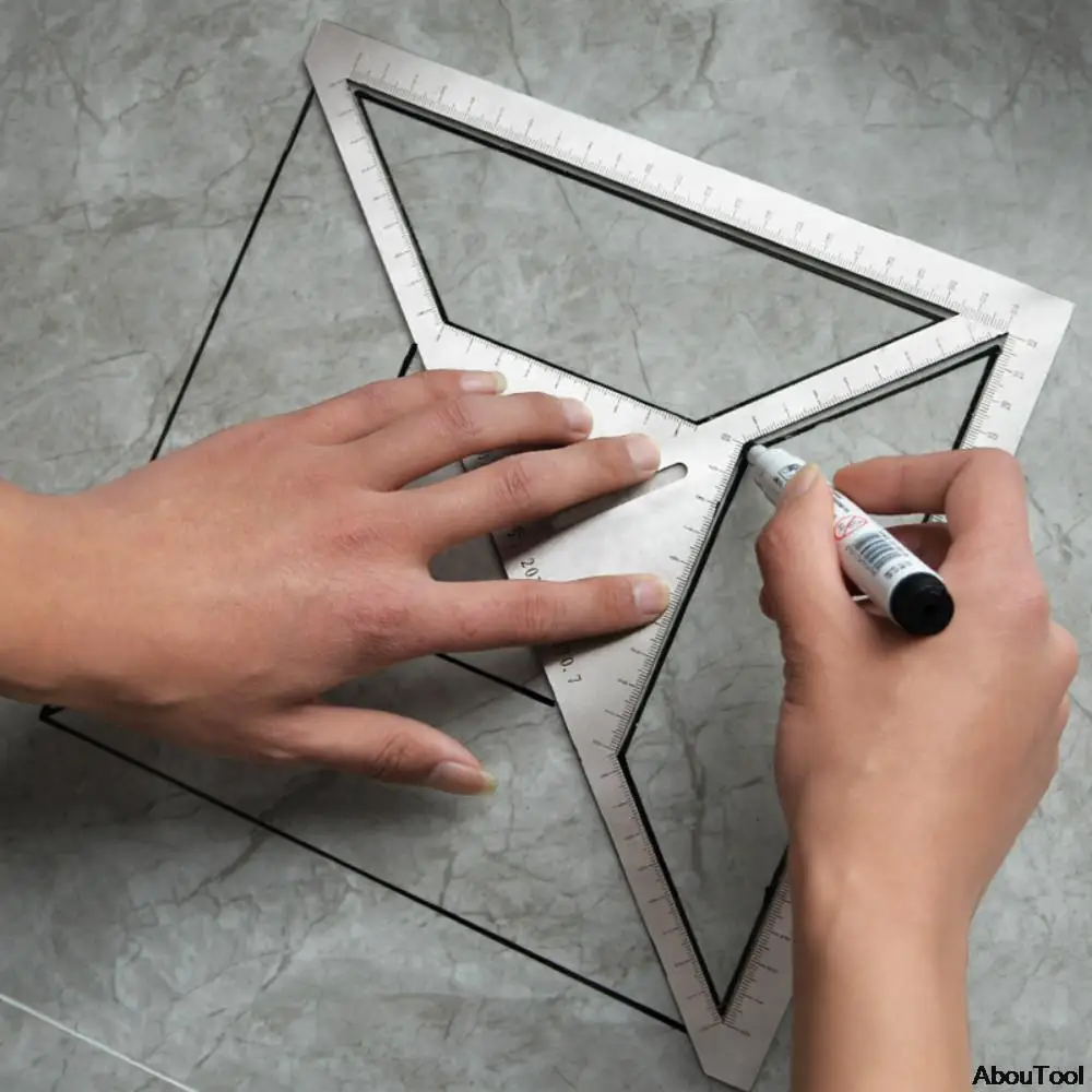 

33x25 см локатор для стока пола, треугольная линейка для плитки из нержавеющей стали, узоры для стока пола, линейка для позиционирования, измерительный инструмент для каменщика