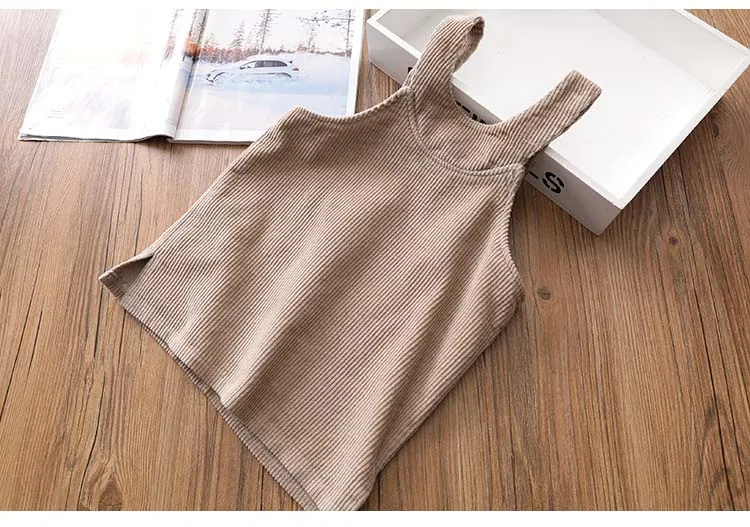 Autunm Winter Corduroy Girls Sundress Loose Braces Dress Baby Girl Strap Dresses for Girls Color Overalls Kids Girls Jumpsuit