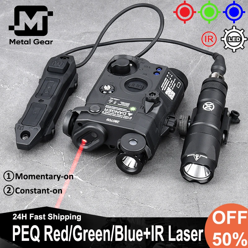 

WADSN PEQ15 Red/Green/Blue+IR Laser Strobe Light Airsoft Surefir M300A Hunting Flashlight With Dual Function Pressure Switch