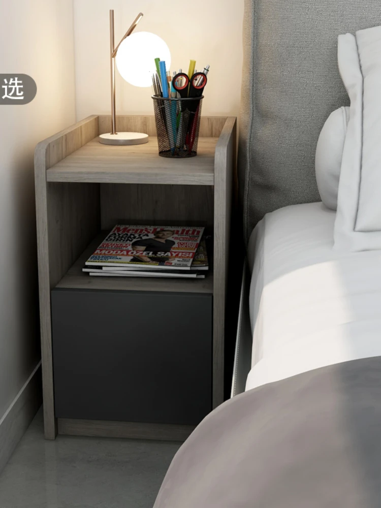 YY Bedside Table Solid Wood Ultra Narrow Gray Simple Modern Small Mini