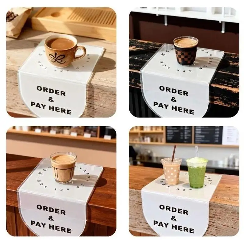 New Sign Order Here Sign Pick Up Here Order Sign Cafe Label 15x12cm Acrylic Sign Board Counter Face Sign Tabletop Front Sign