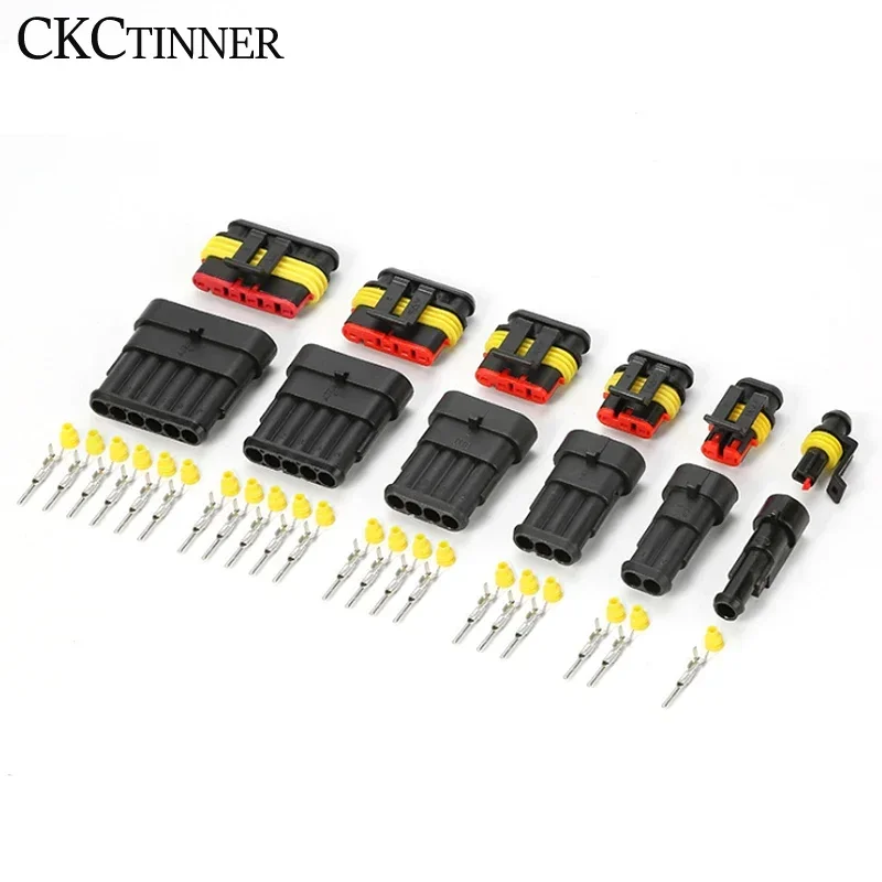 5pcs Automobile Waterproof Connector wire Connector Male and Female to plug-in harness plug terminal without line