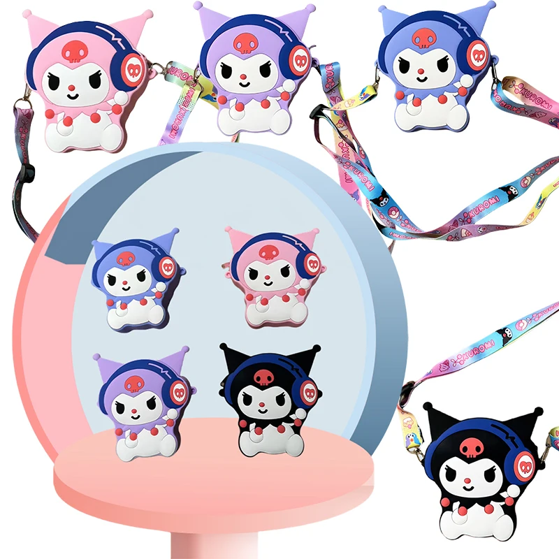 

Sanrio Kuromi Silicone Shoulder Bag Anime Character Handbag Cute Girl Short Shoulder Strap Shoulder Bag Street Fashion Gifts