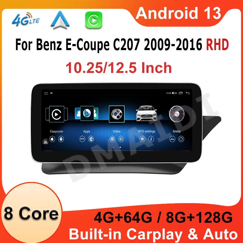 

Android 13 GPS navigation Multimedia Player For Mercedes Benz E Coupe 2-Door C207 E207 2009-2015 RHD Auto Radio Stereo Video