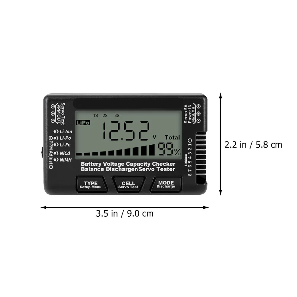 Verificador de capacidade digital lcd backlight testador de tensão para 2s-8s lítio e 4s-8s baterias de níquel ferramenta portátil