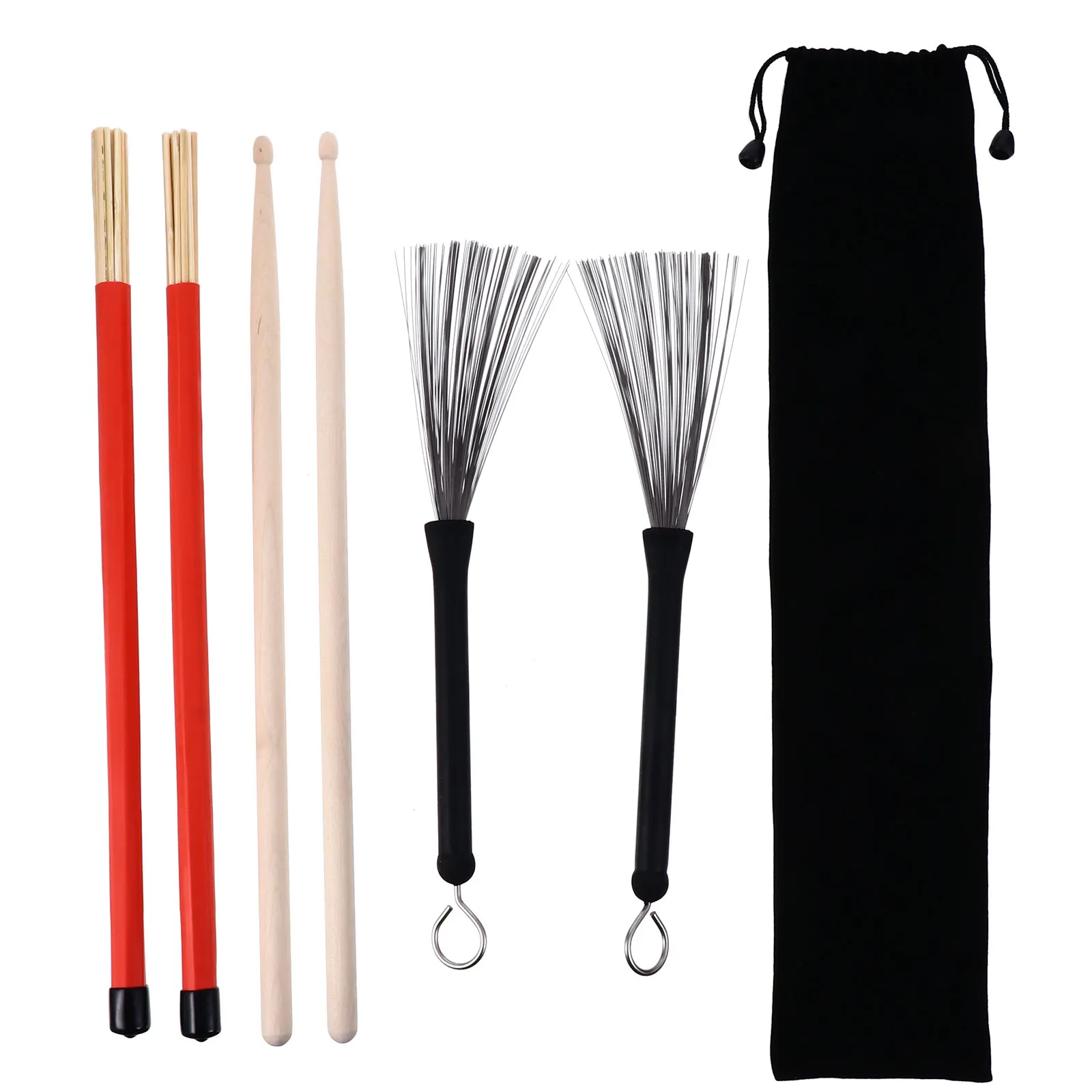 

1 set Drum Sticks Set Percussion Accessories Electronic Rubber Child Retractable Bamboo Steel Rods Warm Tone Comfortable
