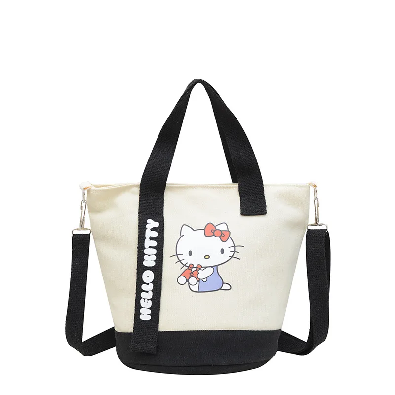 Sanrio Canvas Tote Kuromi Cartoon Handsome Carrying A Commuter Bucket Woman Shoulder Straddle Bag