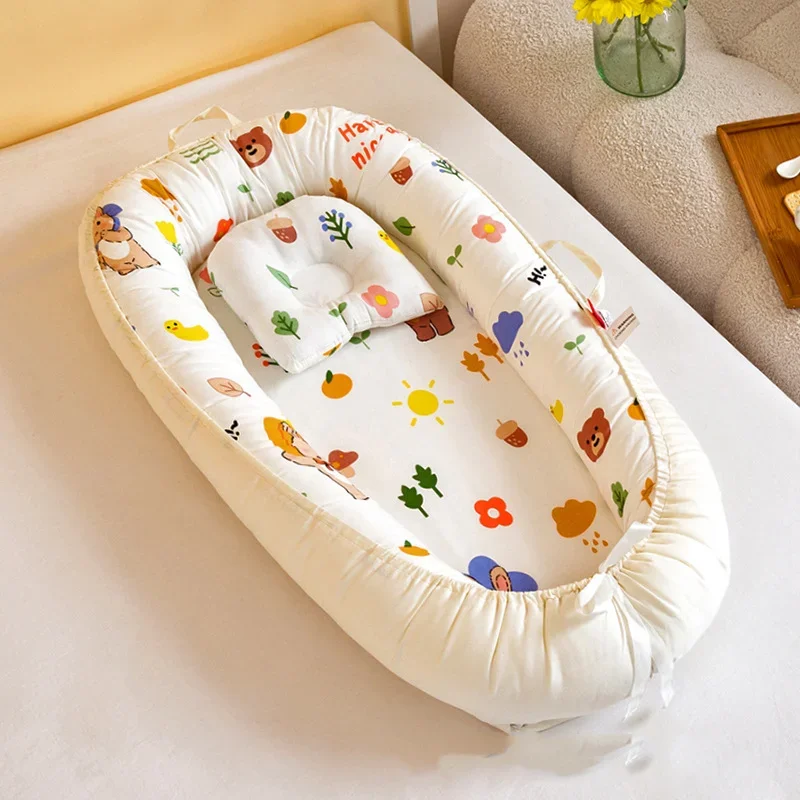 New Portable Baby Cribs Removable and Washable Portable Pressure Proof Crib Middle Bed Baby Furniture Baby Pillow Travel Crib