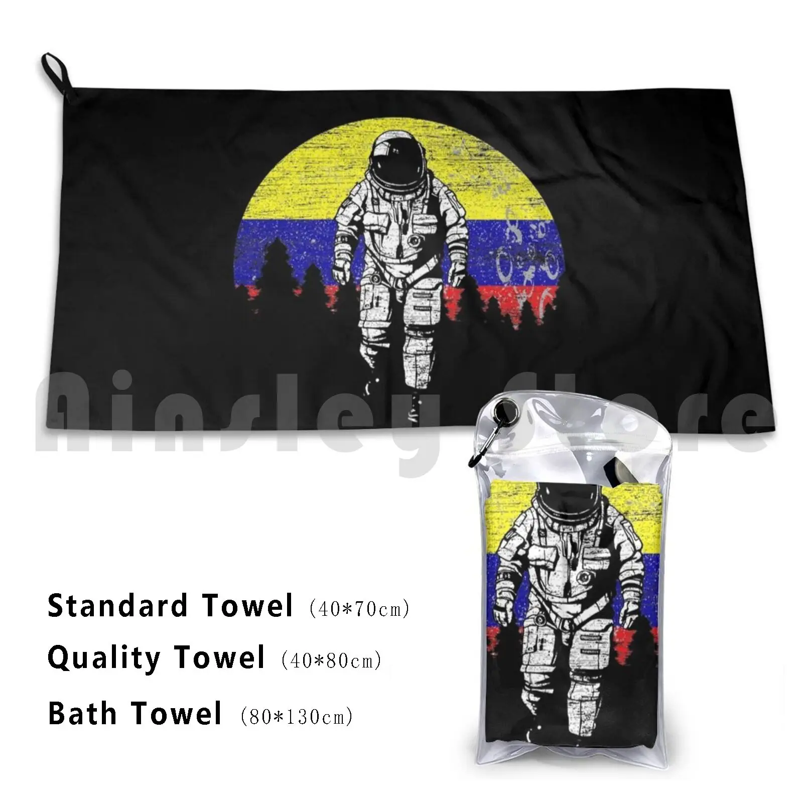 Colombia Flag Astronaut Custom Towel Bath Towel Colombia Colombian Flag Moon Astronaut Sports National Team