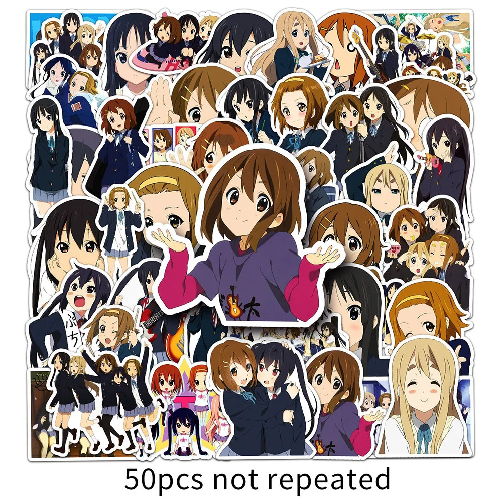 10/30/50PCS Anime naklejki K-ON kreskówka dziewczyna PVC naklejki dekoracyjne zabawna zabawka prezent wodoodporny DIY Laptop telefon walizka Notebook