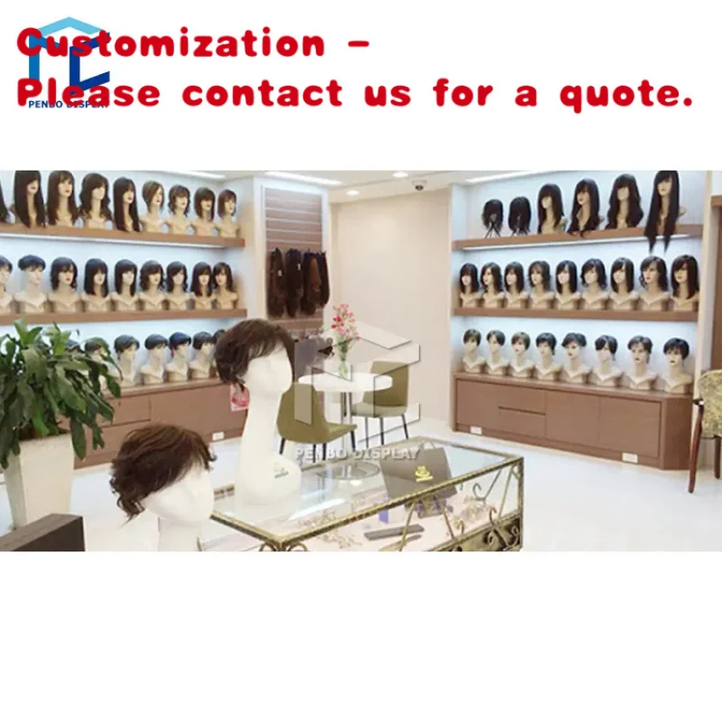 

custom.Beauty Salon Hair Extension Display Shelf Wig Store Decoration Furniture Wig Display Showcase Shop Interior Design