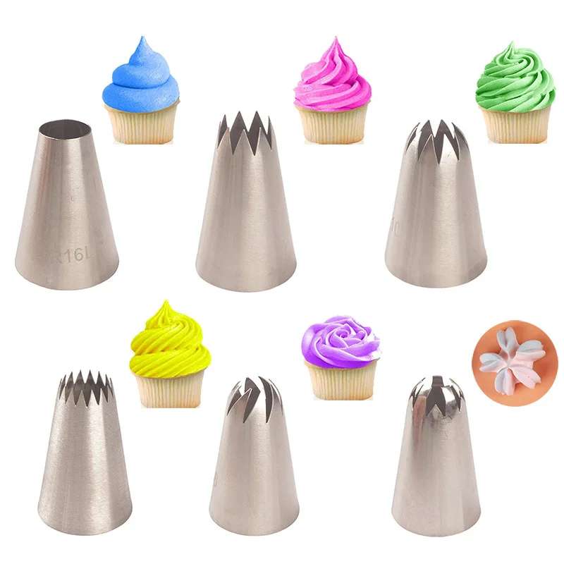 

Large 6-Piece Set Decorating Mouth Combination Cake Cookie Cream Baking Tool Stainless Steel