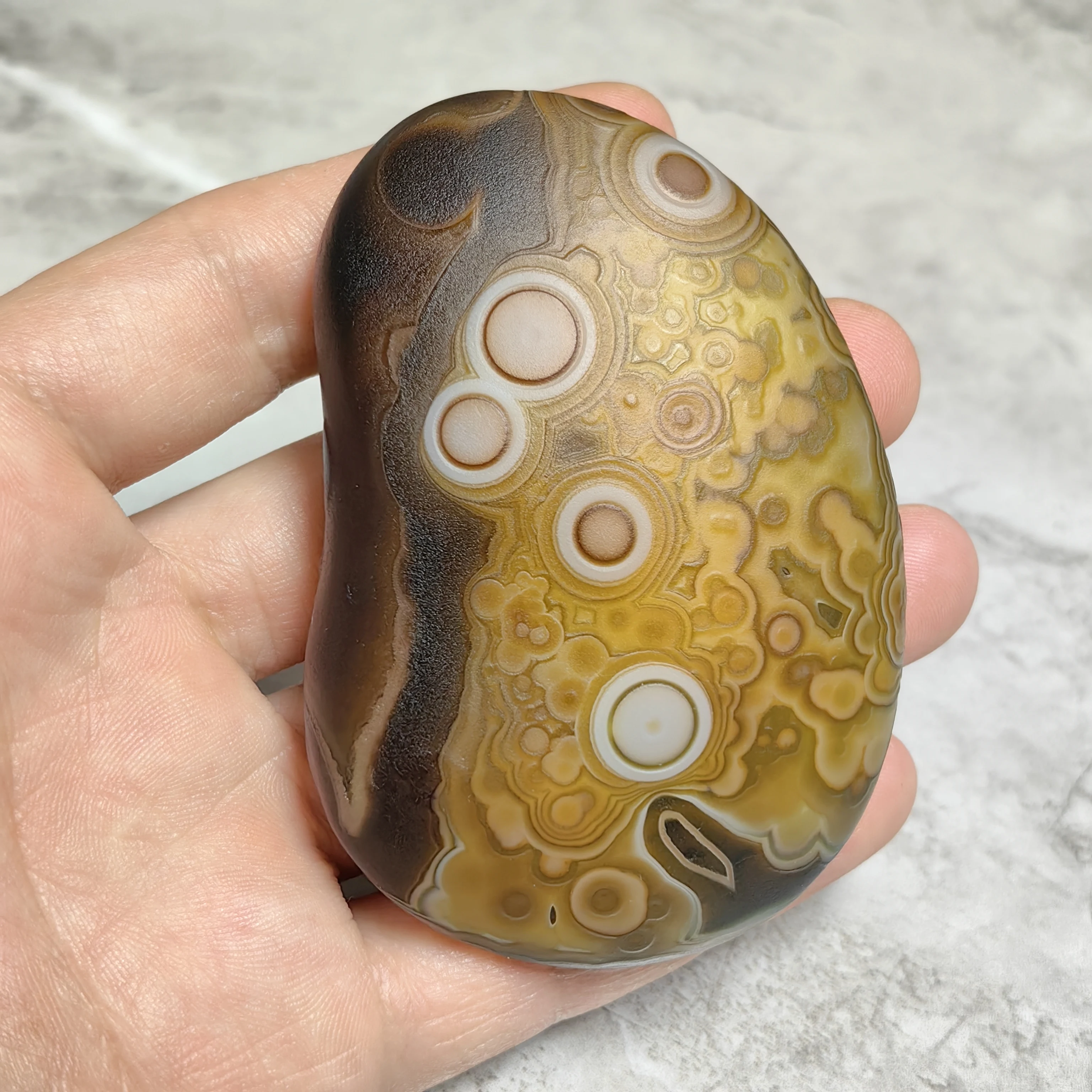 Natural Gobi Desert Eye Stone Agate, Repel Negative Energy & Relaxation Gem, Lucky Oval Cabochon for DIY Craft & Custom Jewelry
