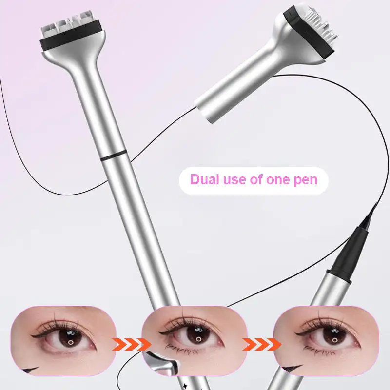 Set de Delineador de Ojos 2 en 1 a Prueba de Agua y Sello para Pestañas Inferiores con Delineador Líquido Individual