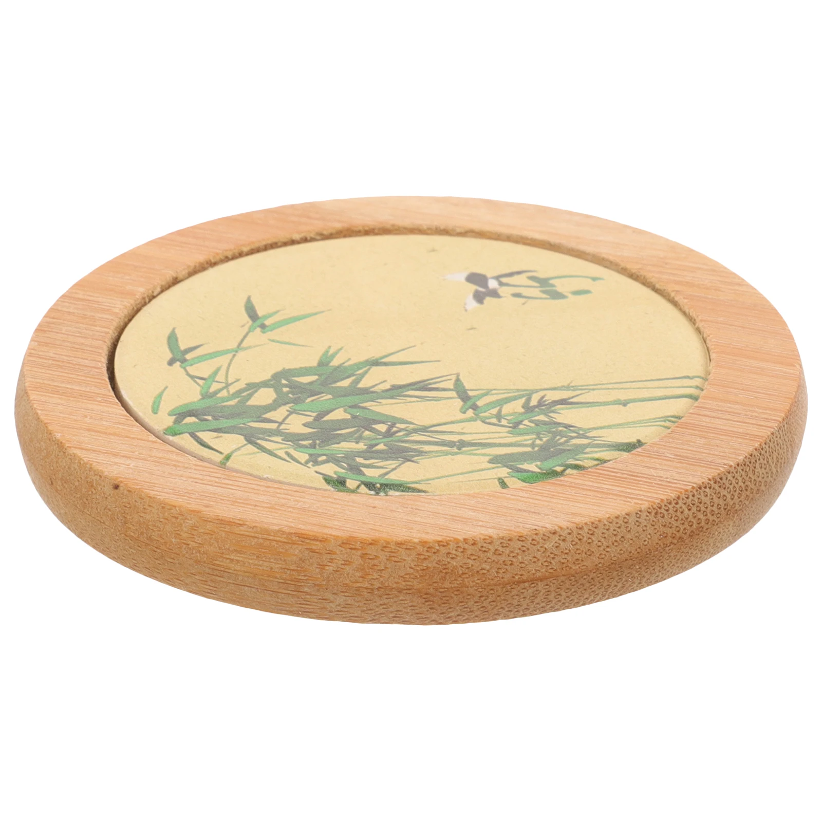 

Bamboo Coasters Round Ceramics Drink Coaster Heat Resistant Cup Pad Table Decor Wooden Mats Durability Anti Skid Desktop