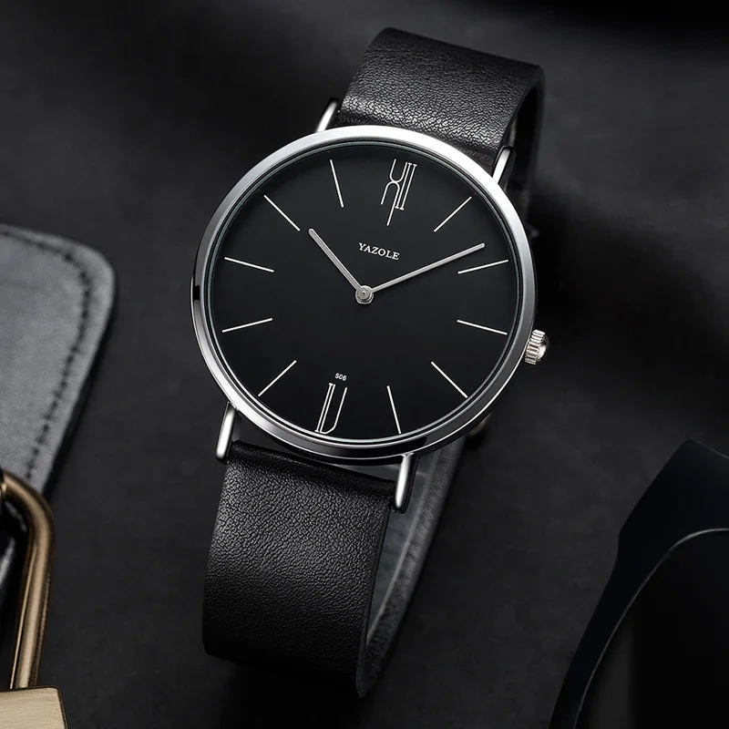 Montre Minimaliste à Quartz en Cuir pour Homme, Accessoire Étanche, Simplicité, Livraison Directe