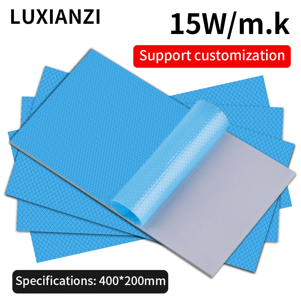 LUXIANZI 15W/mK Heatsink Cooling Conductive Silicone Pad High Quality 0.5/1.0/1.5/2.0/2.5mm GPU CPU Thermal Pad 400*200MM