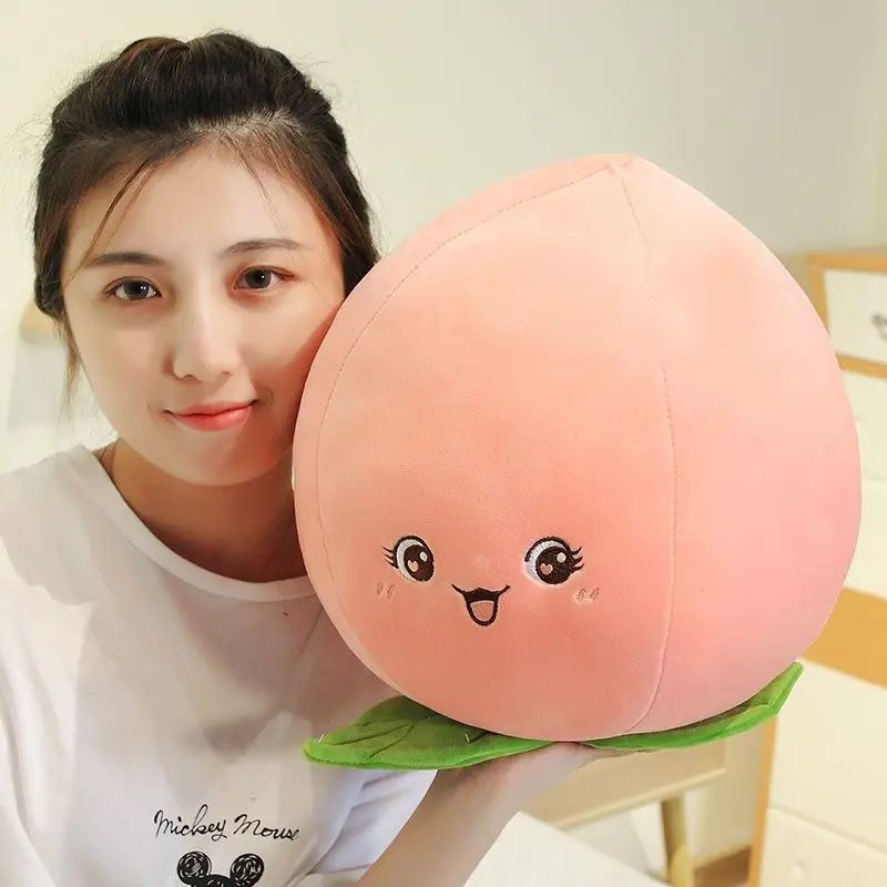 

Cute Peach Plush Pillow Squishy Stuffed Fruit Shaped Cushion with Smile Face for Kids Gift Birthday Present for Kid Teens Adults
