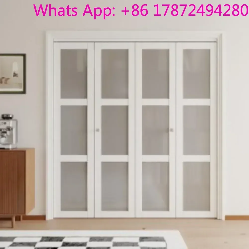 Bifold Doors, 3-Lite Tempered Frosted Glass Closet Door with Sliding Hardware Kit