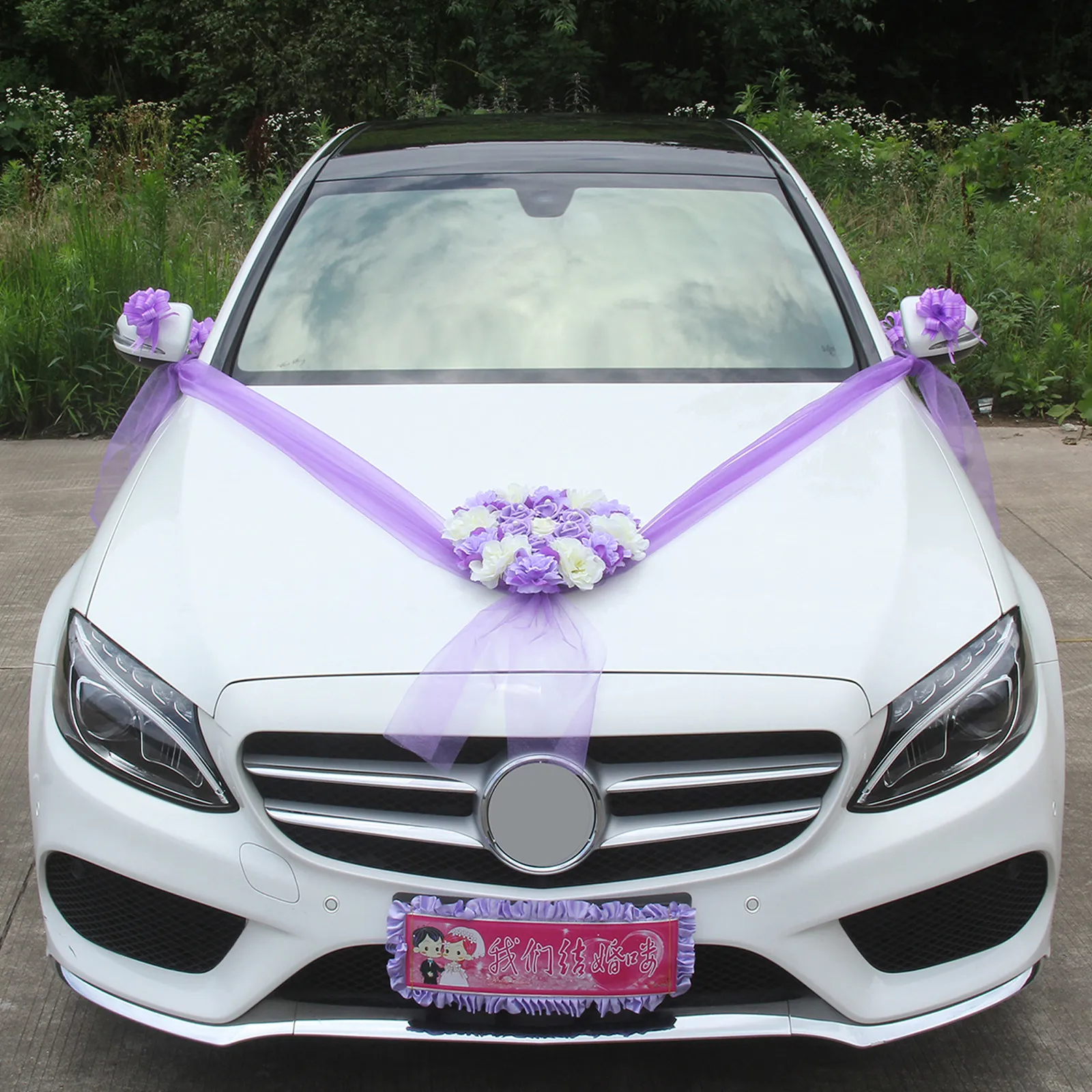 6Pcs Artificial Flowers for Wedding Shaped Pull Flowers Purple Premium Material Wedding Scene Home Party