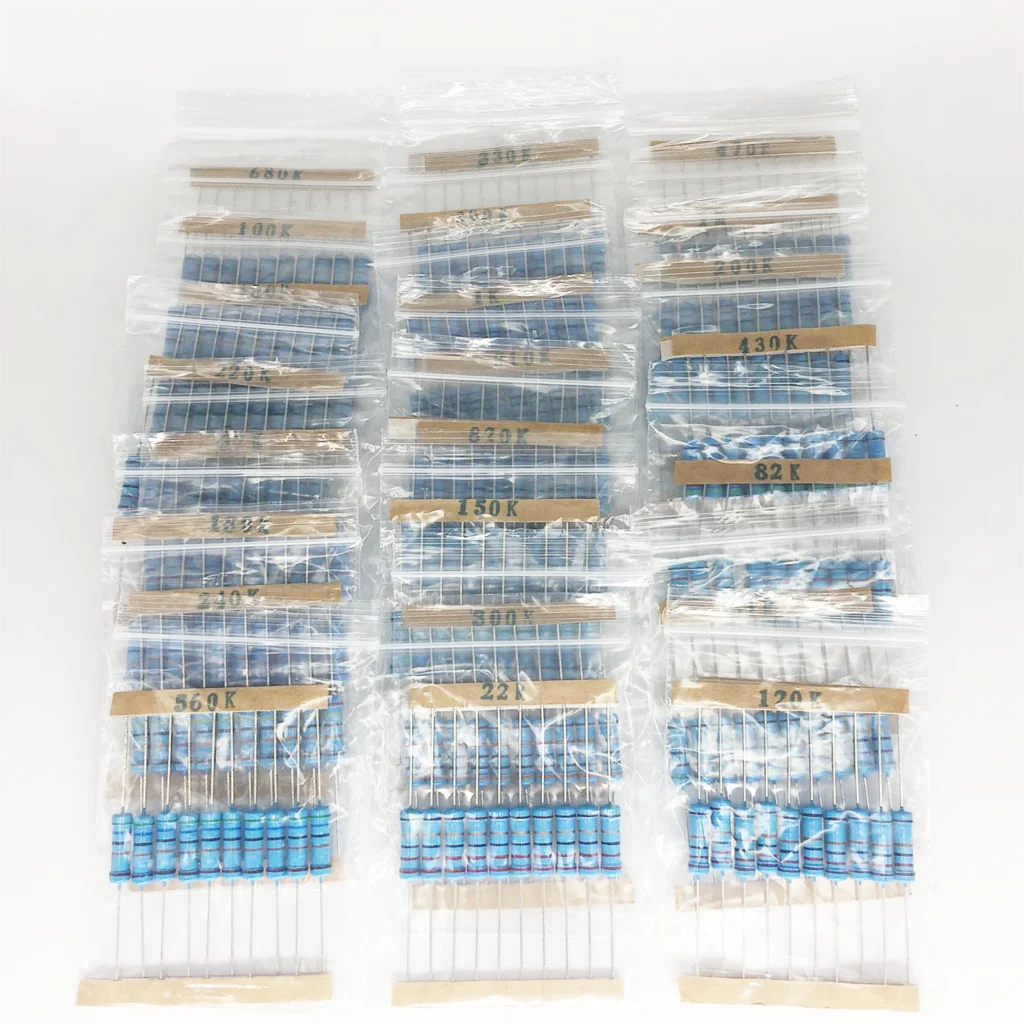 2W Metal Film Resistor Kit 23Value*10pcs=230pcs 22R~1M Ohm 1% Carbon 51R 100R 1K 100K 240K 300K 330K 390K 430K 470K...Assorted