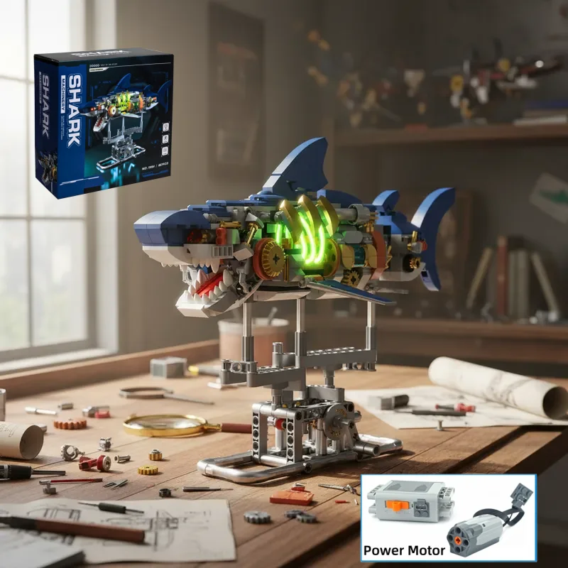

NEW Mechanical Technical Shark Building Blocks Ocean Series Movable Model DIY tabletop decoration Gift Kids Birthday Gifts