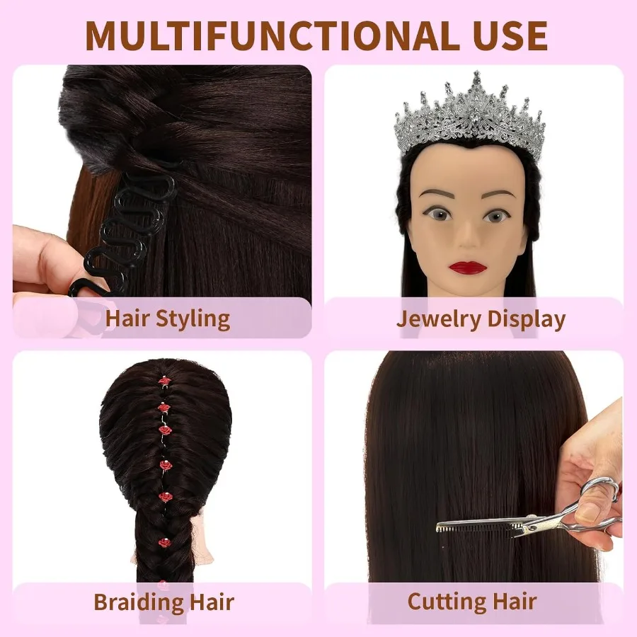 28 رأس عارضة أزياء للتجميل مع شعر لممارسة تصفيف الشعر الاحترافية مثالية لقطع التضفير والجلسات التدريبية