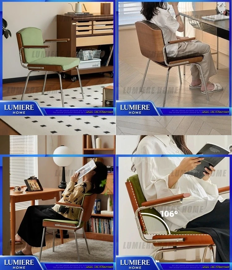 

Vintage Dining Chair Solid Wood Backrest Chair for Home Cafe Restaurant Retro Style Single Seat Lounge Chair Mid Century Modern