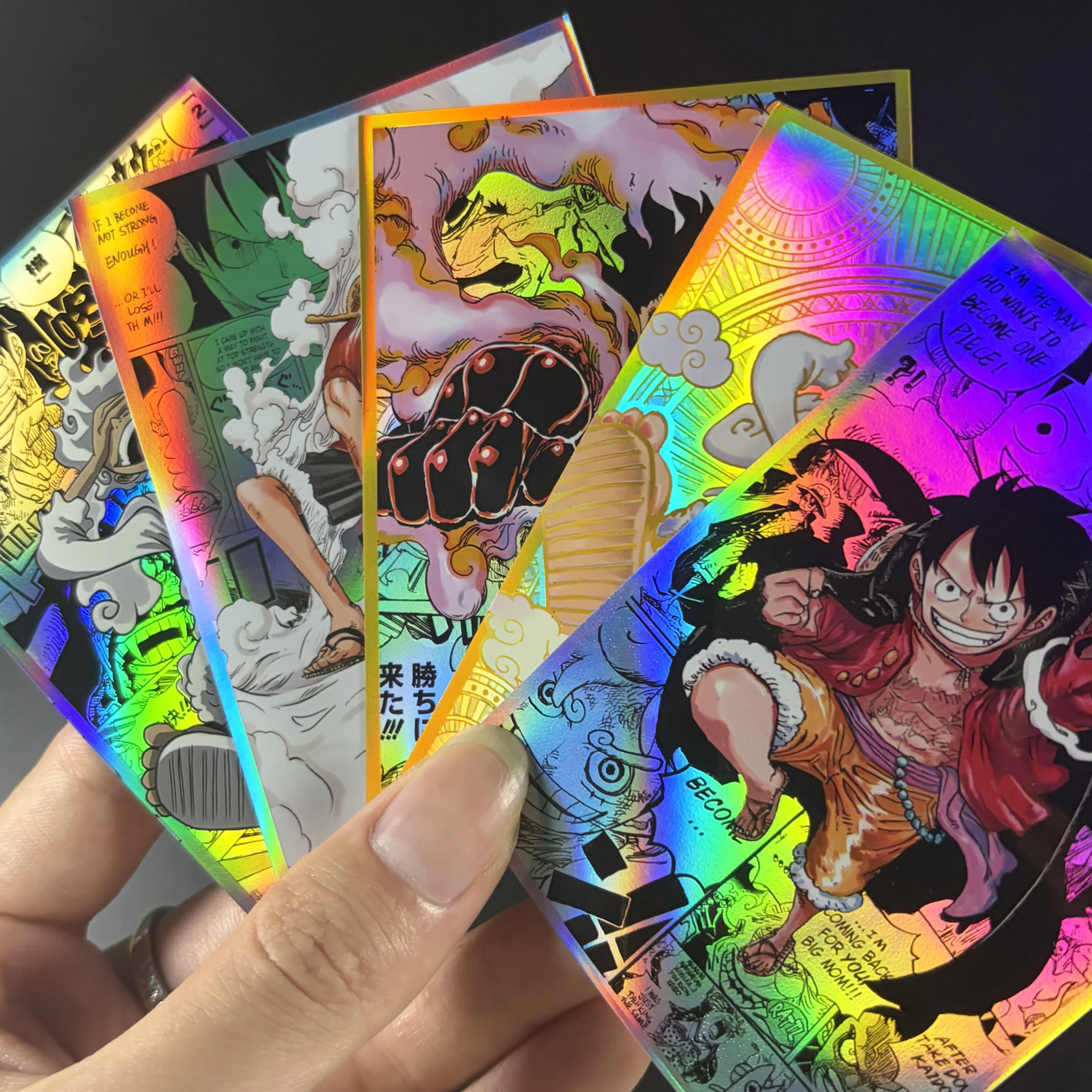 60PCS/Pack One Piece Anime LUFFY Set Holographic Card Sleeves Laser Shiny Deck Protectors Standard 67x92mm for OPCG/TCG/MGT Card view 3