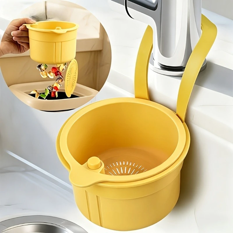 Non-Dirty Hands Drain Basket,Food Residue Filter Basket,Automatic Cleaning Push-Type Sink Filter Basket,Hanging Sink Drain Baske