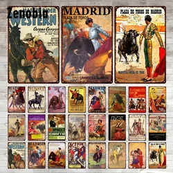 Metal Sign Wall Decor Bullfighting Madrid Western Decorative Tin Plate Metal Poster Home Decoration Vintage Plaque Wall Stickers