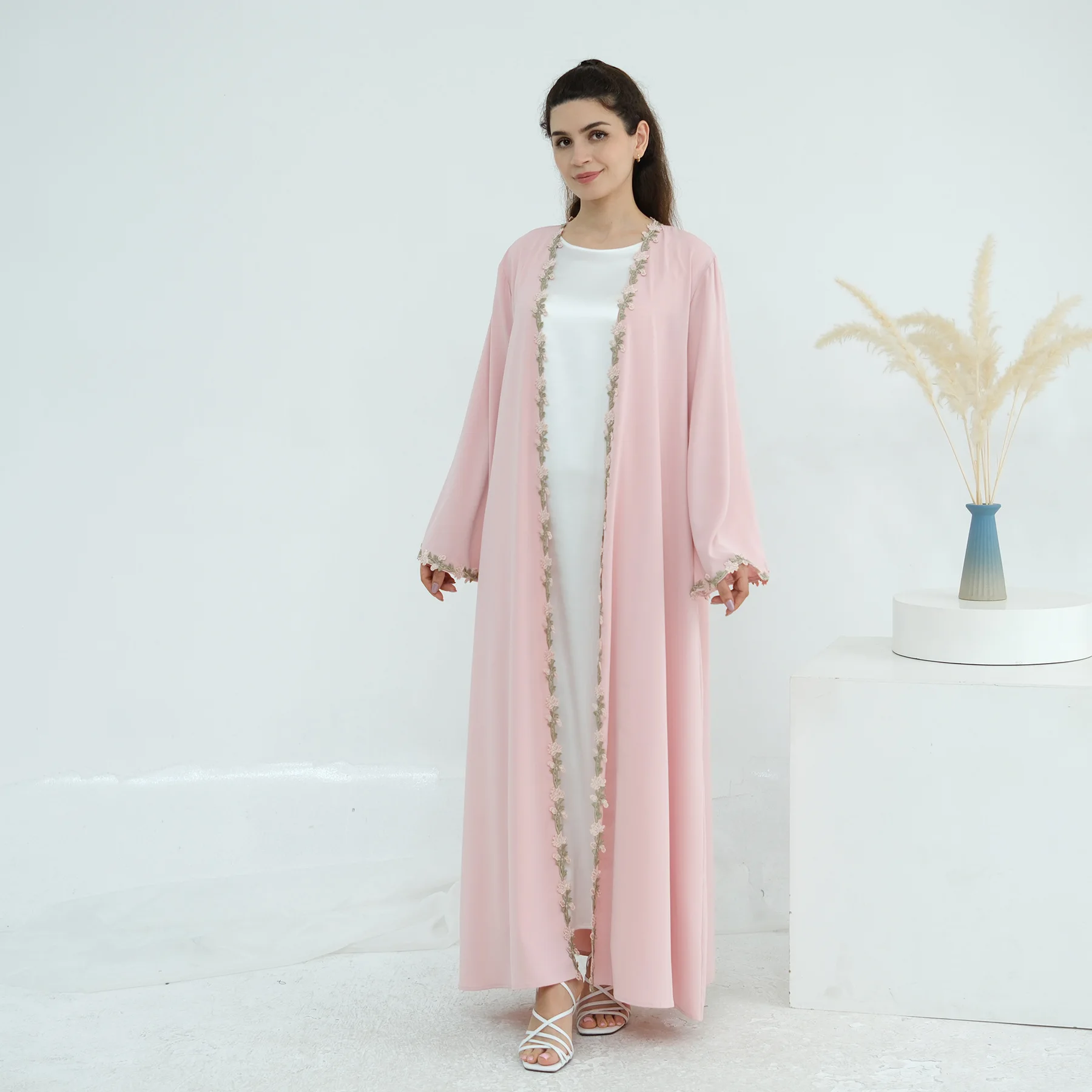 

Ramadan Embroidery Muslim Cardigan Hijab Dress Women Islam Clothing Turkey Kaftan Kebaya Caftan Marocain Femme Robe Kimono Abaya