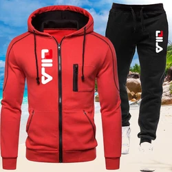 Sweats à capuche et pantalons de survêtement pour hommes, pull à fermeture éclair, survêtement de jogging, mode masculine trempée, vêtements sportifs, automne, hiver