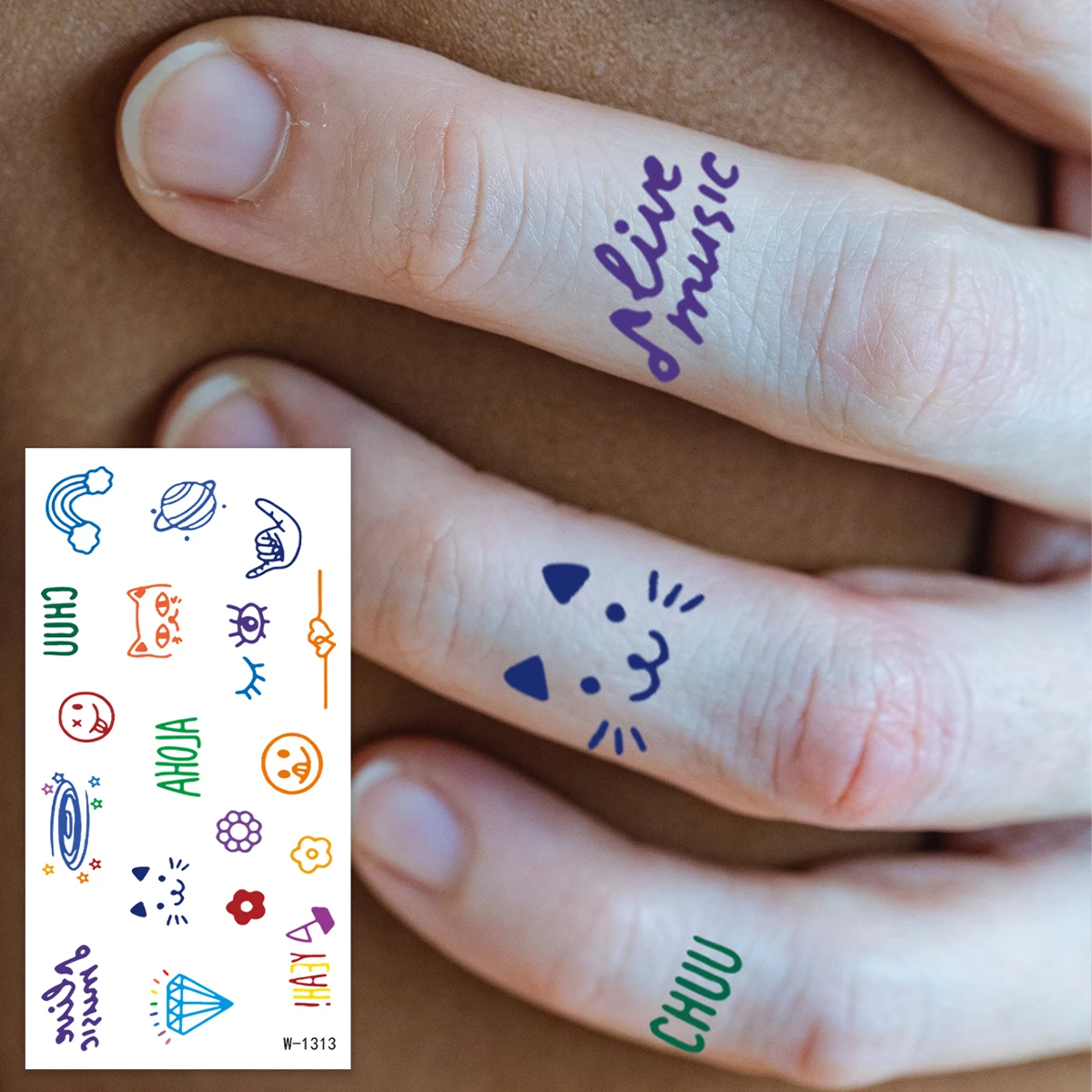 ملصق وشم مؤقت صغير ملون كرتوني لطيف مقاوم للماء ملصق وشم للرجال والنساء ملصقات وشم مزيفة على شكل فن الجسم