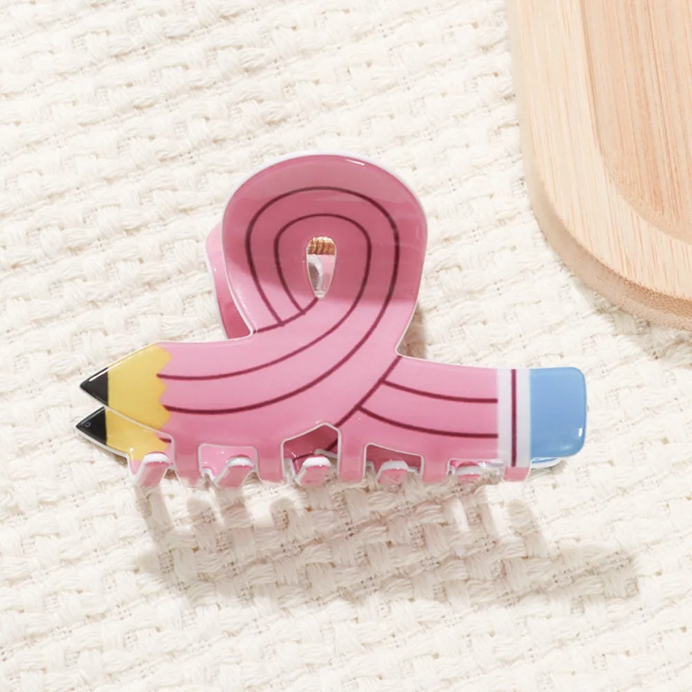 Women Pencil Hair Claw Clips Back To School Hair Claw Clip Cute Funny Teacher Bobby Pins Suitable for Many Hairstyles Headwear - view 4