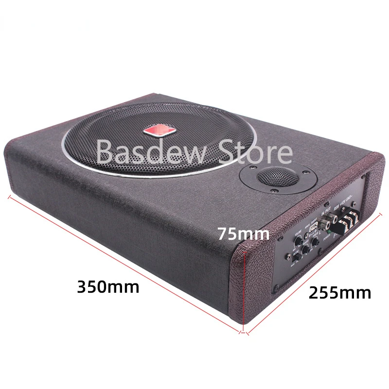 

High power 12V with treble active wood leather pattern audio 8 inch car ultra-thin subwoofer