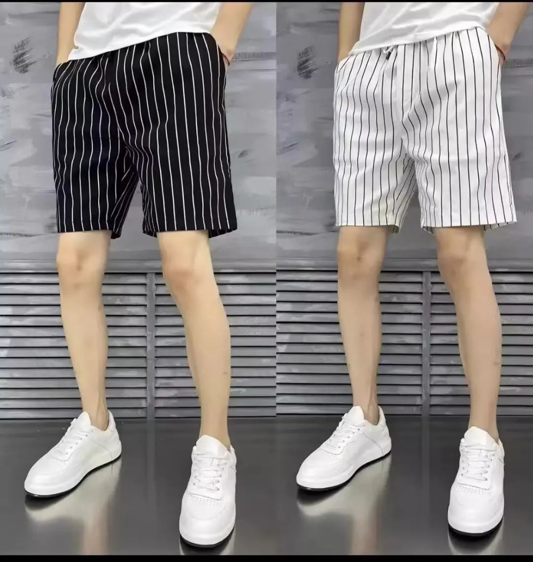 

Модные полосатые рабочие шорты-бриджи мужские, облегающие, эластичные, летние, трендовые, повседневные, длиной до середины икры