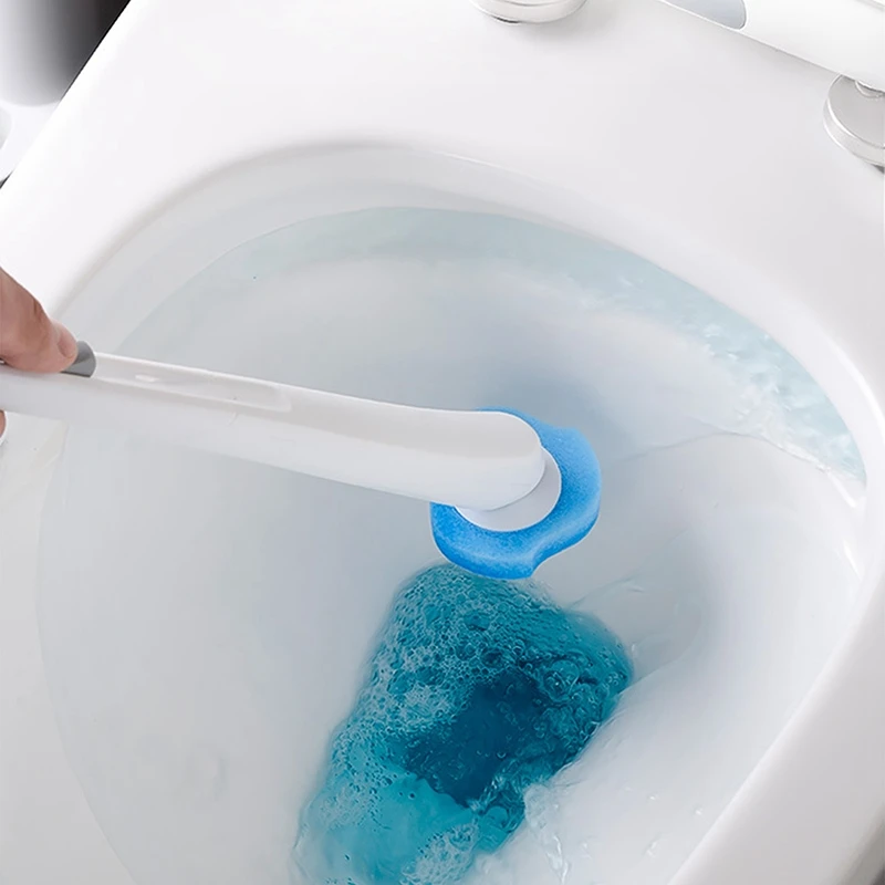 

Wall-mounted Disposable Toilet Brush Cleaner with 8 PCS Brush Head Bathroom Long Handle Cleaning Brush Toilet Accessories