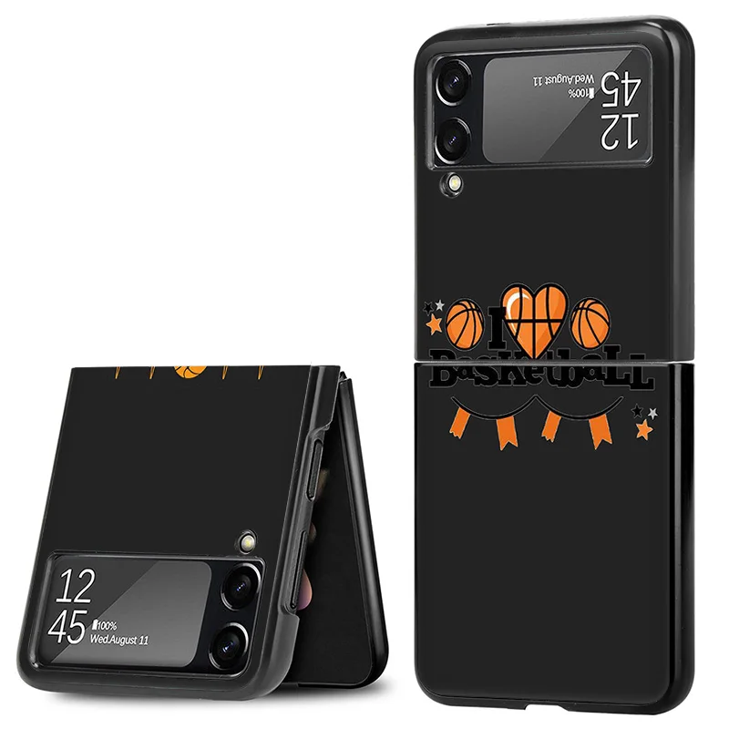 Matte Phone Case For Samsung Galaxy Z Flip6 5G Flip5 Flip4 Flip3 ZFlip 6 3 4 5 Love Play Basketball Hard Black Cover