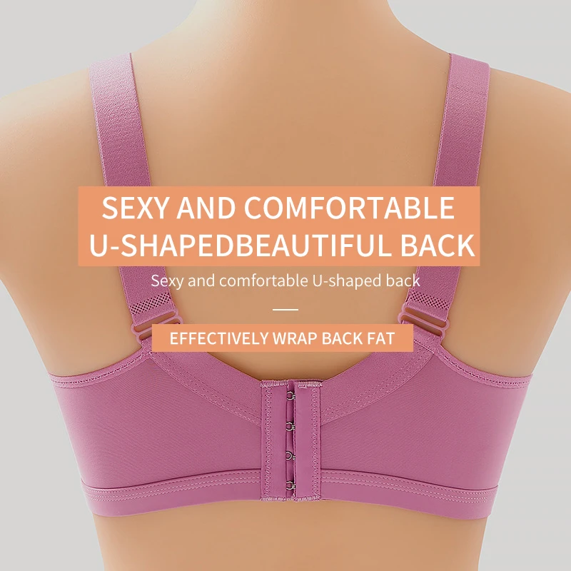 Large size non-steel ring comfortable push up women's underwear breathable sweat thin section four rows of buttons mother bra